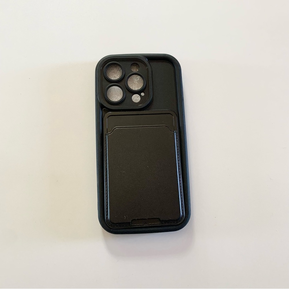 Black Solid Card Case Iphone 15 Pro Phone Case